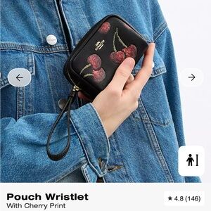 Coach Black Wristlet with Cherry Design